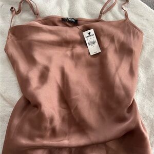 Express Satin Cowl Neck Camisole — Rose Brown